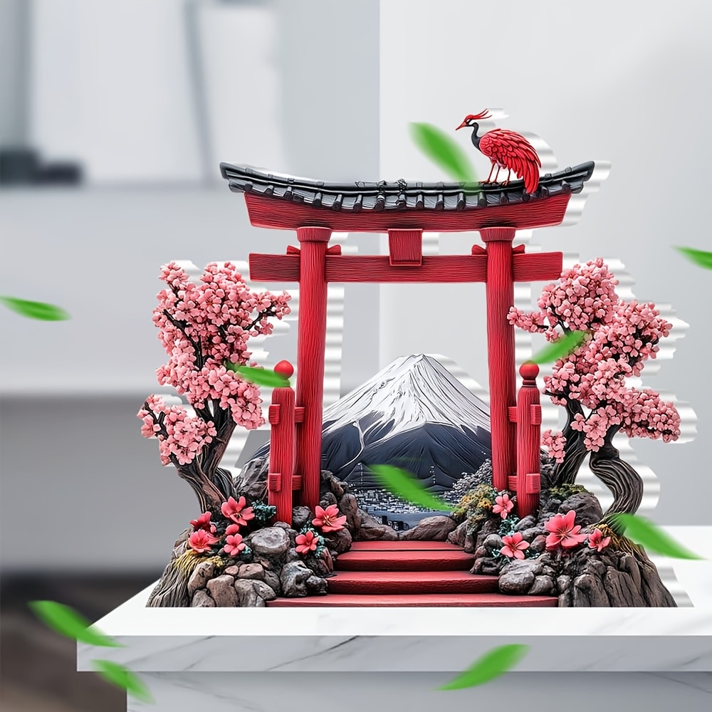 

1pc Japanese Shrine Acrylic Table Decor, 5.91"x6.3" Bohemian Style Ornament, Ideal For Home, Living Room, Bedroom, Office & Cafe, Unique Bachelor Party Gift, Japanese Theme Decoration