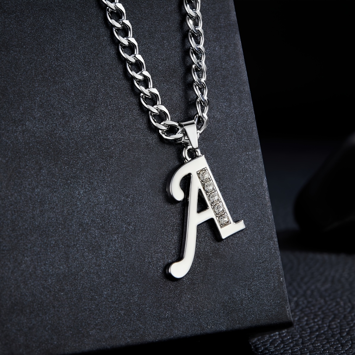 TEMU 1pc A-z Letter Necklace For Men, Rock Hip-hop Cuban Chain, Simple And Versatile Hip-hop Necklace