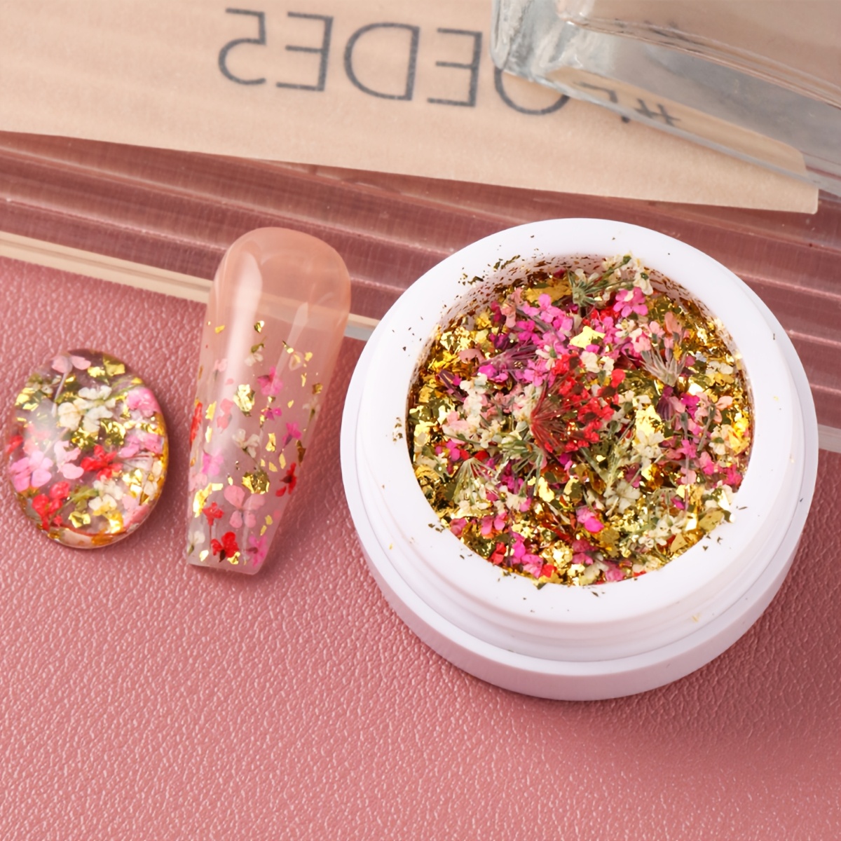 TEMU Spring Summer 3d Jasmine-inspired Artificial Colorful Flower With Nail Art Decorations, Foil Nail Additions Patches Sequins, Home Nail Salon,