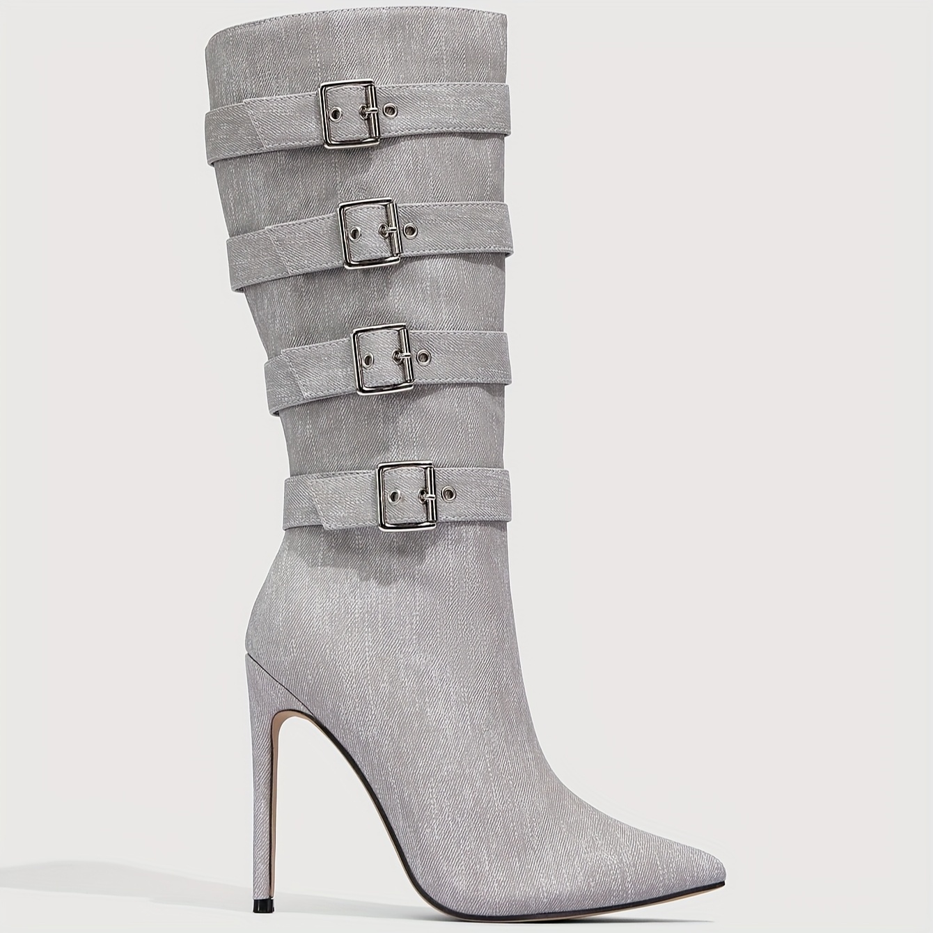 Botas de Moda Femininas, Cor Sólida, Biqueira Fina, Salto Stiletto, Modernas e Versáteis