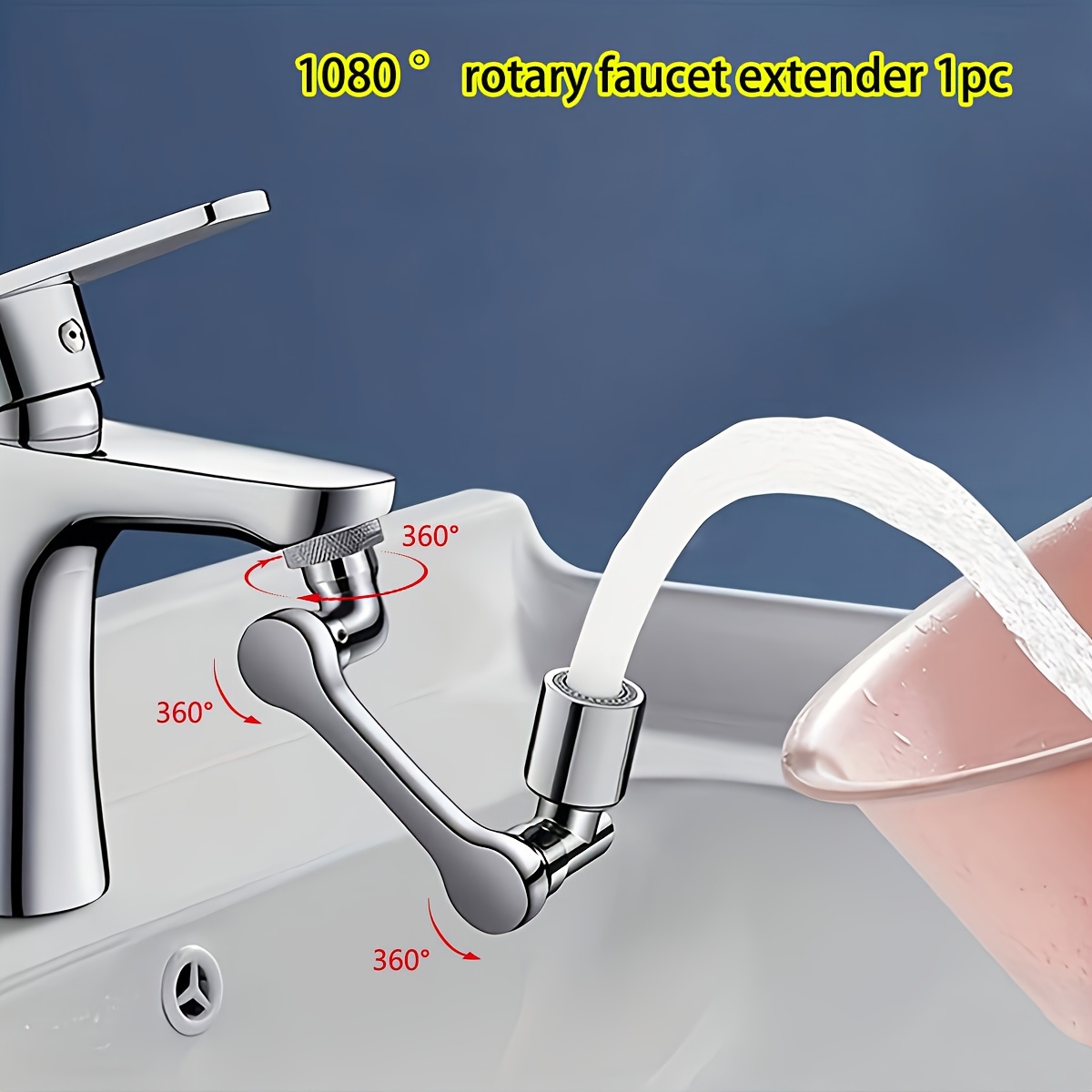 1 szt. Aerator do kranu obrotowy o 1080 stopni, uniwersalny ramię robota, dysza zapobiegająca rozpryskiwaniu w umywalku, oszczędzająca wodę nakładka na kran do umywalki łazienkowej i kuchennej