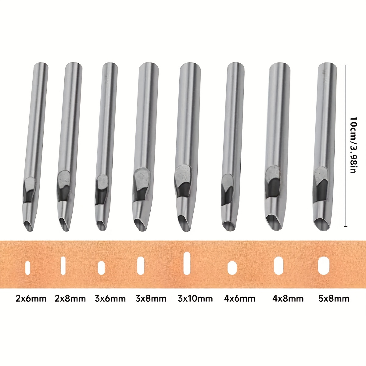 E-shop 8er-Set, flache Lederstanz-Leder Schnitzmeißel, handgefertigte Lederwerkzeuge, manuelle Bedienung, Stahlmaterial, ovale Lederstanz, geeignet für