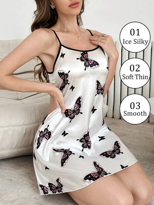 print adjustable straps round neck backless design offshoulder style smooth shiny texture