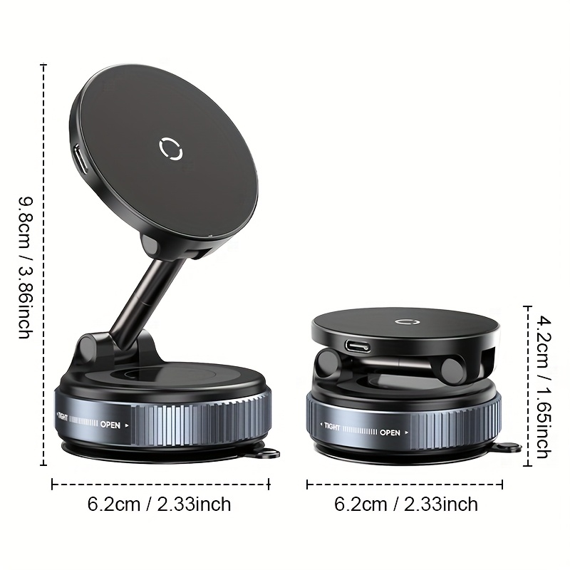   magnetic phone mount 360 rotatable retractable foldable 15w wireless charging multi scene use for iphone 16 15 14   pro max smartphones abs material suction cup attachment ideal for home car office gym travel car mounts for phones