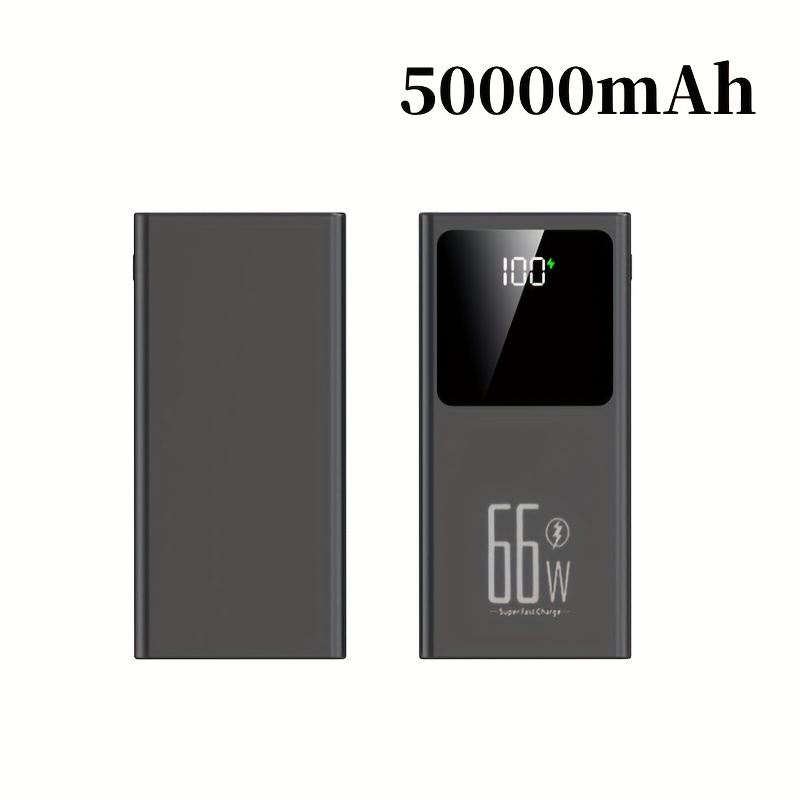 TEMU Un chargeur portable de 50000 mAh avec des capacités de charge rapide de 66 W, conçu pour les urgences en extérieur, doté LED, compatible avec