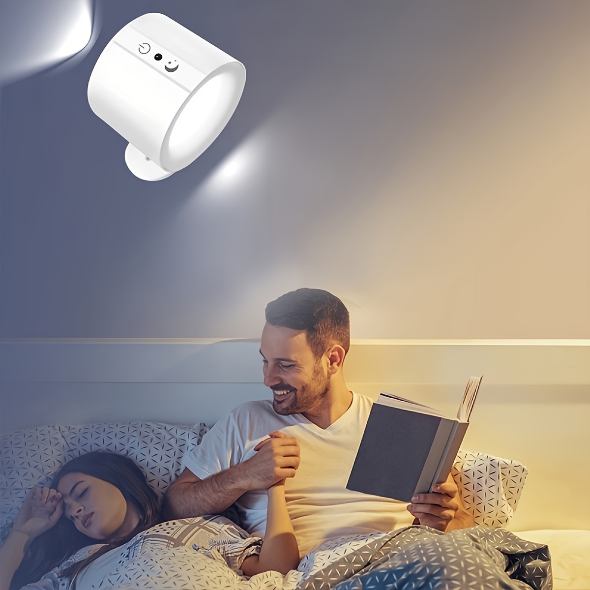 

Lampe Murale LED Polyvalente Magnétique Rotative à 360°, & Télécommande, Rechargeable par USB - de Luminosité et Réglables Chambre, ,