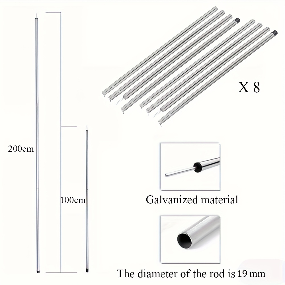 Image of 2 Set 200cm Telescoping Tent Tarp Poles Heavy Duty Adjustable Camping Tent Poles, Portable Replacement Canopy Rods For Tent, Outdoor Camping, Hiking, Backpacking