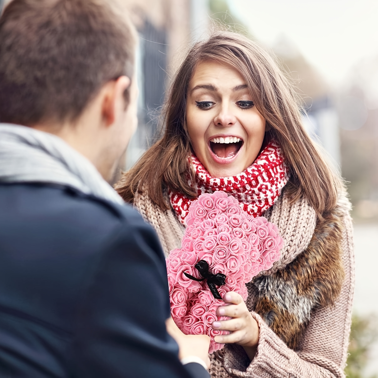 1pc Handcrafted Rose Teddy Bear in Gift Box Romantic Foam Bear for  Valentine's Day, Birthdays, Weddings Ideal for Home Party Decor, - Main Image