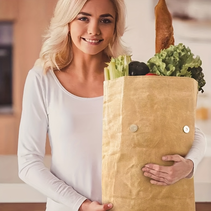 reusable aluminum foil insulated lunch bag   with durable canvas exterior   camping outdoor use camping essentials durable canvas bag zippered closure Product details 3