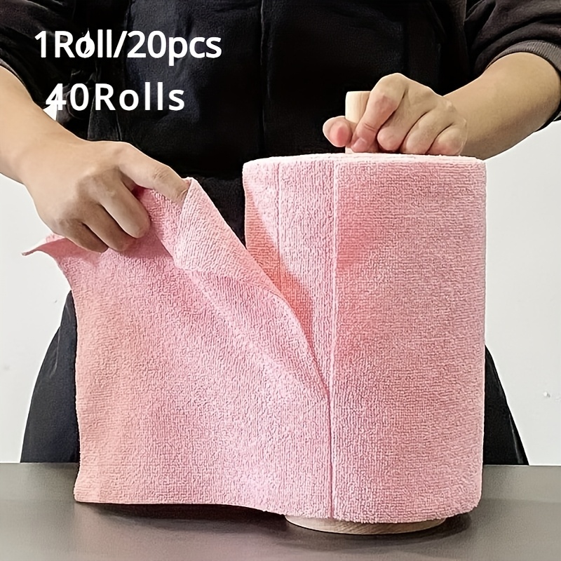 

1 Roll/20pcs,40rolls Microfiber Cleaning Wipes, Reusable Household Kitchen Towel Rolls, Woven Dishwashing Cloths, Multipurpose Towel Substitutes For Living Room, Bedroom, Kitchen Cleaning Supplies