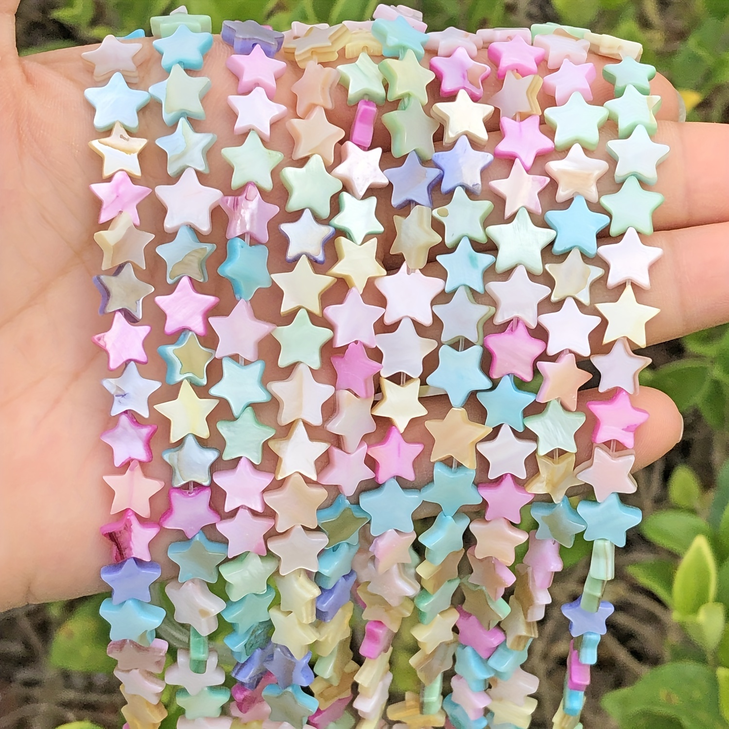 

Natural Shell Star-shaped Beads, 50 Pcs Pastel Multicolor Freshwater Pearl, Diy Bracelet & Earring Craft Bead Assortments - 8mm Macaron Hues Shell Beads For Jewelry Making