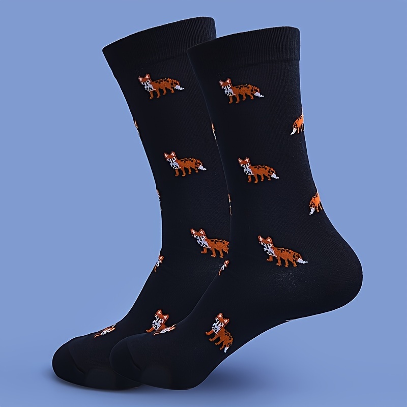 

Cartoon Fox Pattern Socks, Trendy & Novelty Mid Tube Sock For Couples, Women's Stockings & Hosiery