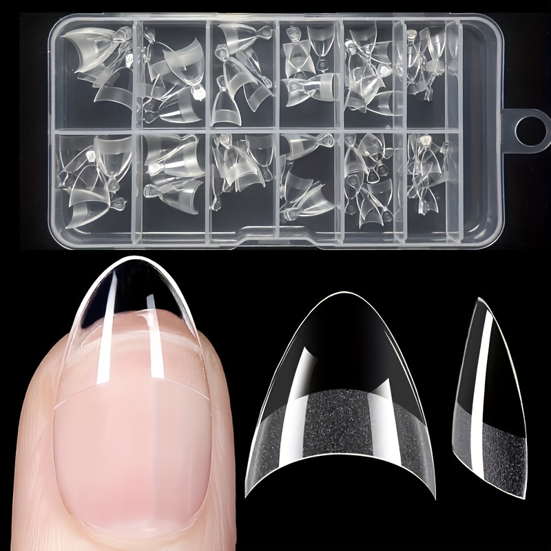 

240pcs Shaped Nail Tips - Transparent Half Cover Medium Length Press-on Nails With Matte Inner Texture For Increased , Pre-, False Nails