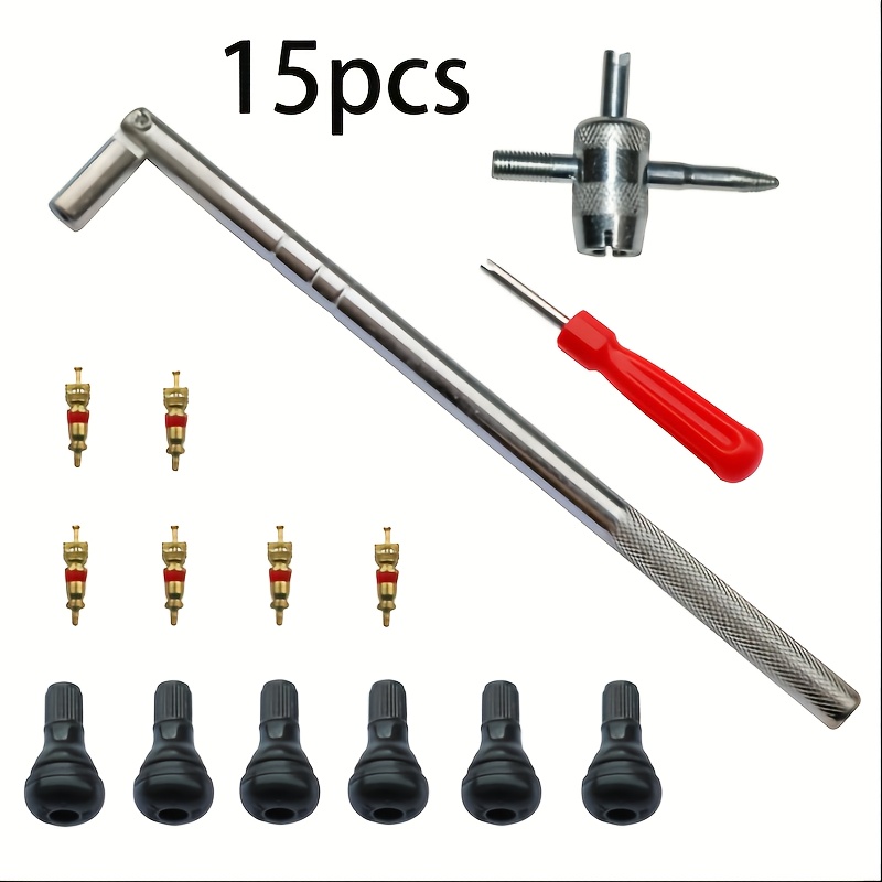 TEMU Kit d'outils d'installation de valve en caoutchouc TR412 avec 15 pièces pour tiges de valve