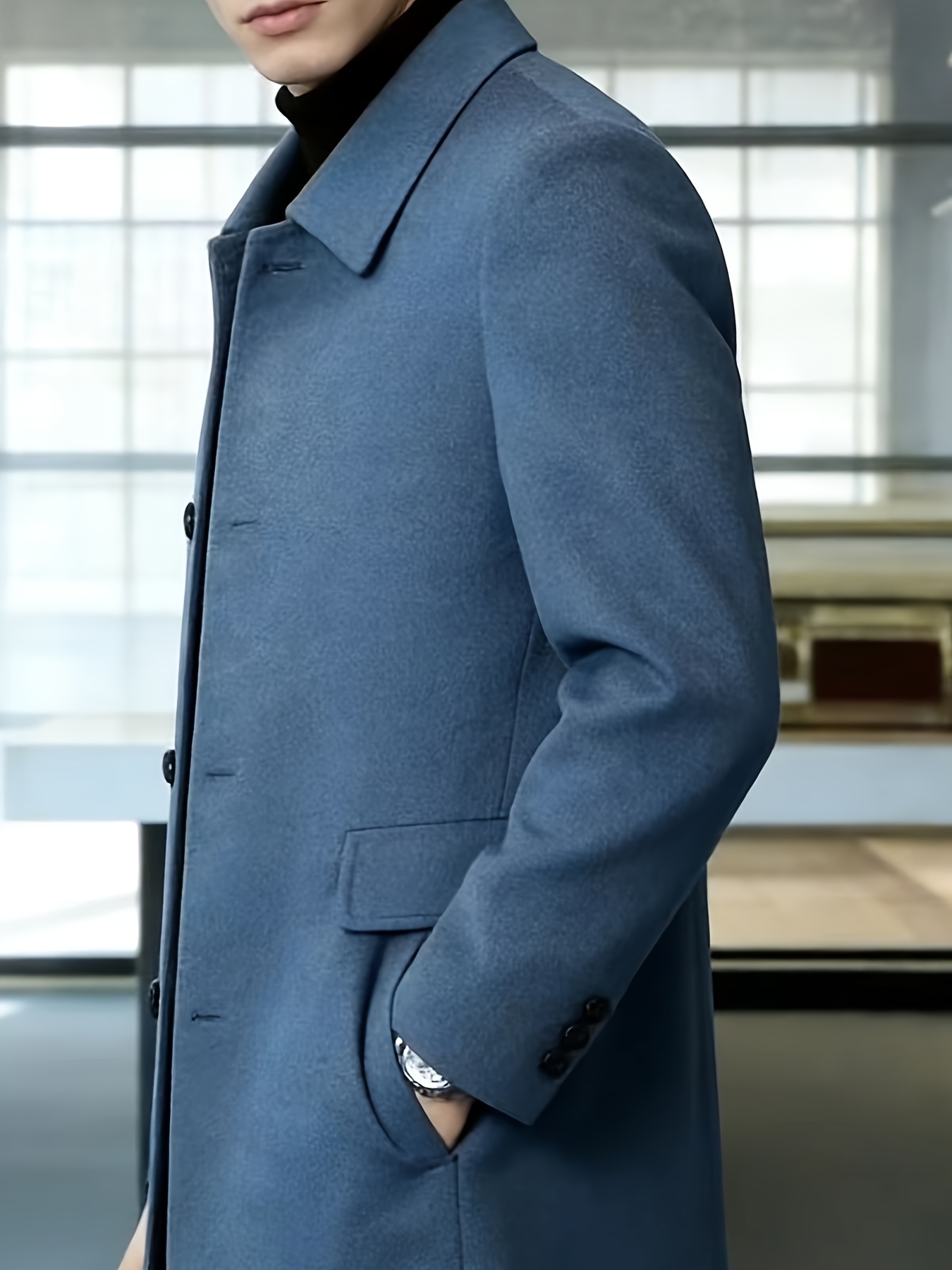 [Wanrenshan OBM] 2025 American Style New Men'S Casual Classic Versatile Solid Color Side Double Pocket Easy Design Handsome Dad Wrinkle-Resistant Non-Iron Single-Breasted Light Luxury Trench Coat