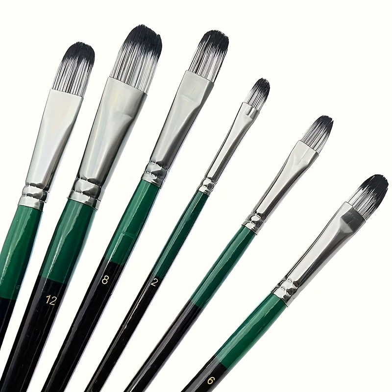 Image of 6-pack Paint Brushes, Anti-shedding Nylon Bristles, Wooden Handles, For Acrylic, Oil And Watercolor Painting, Ideal For Artists And Hobbyists