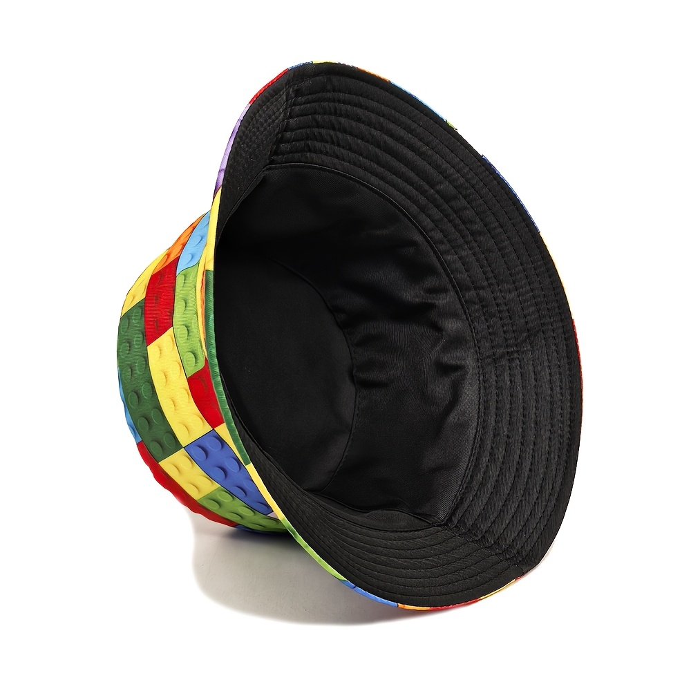Reversible Fisherman Hat with Colorful Building Blocks Print