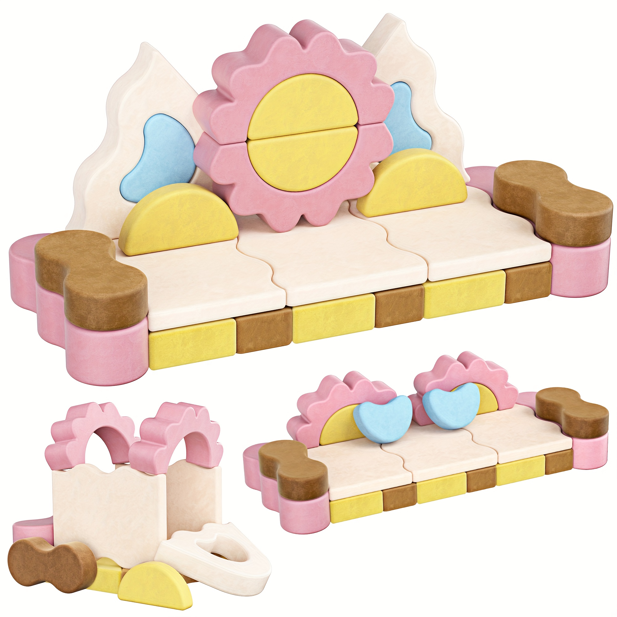 23pcs Modular Kids Play Couches - Convertible, Multifunctional Foam Toddler Couches for Inspiring Child Creativity, Kids Nugget Sofas for Playroom & Bedroom (Flower Theme)