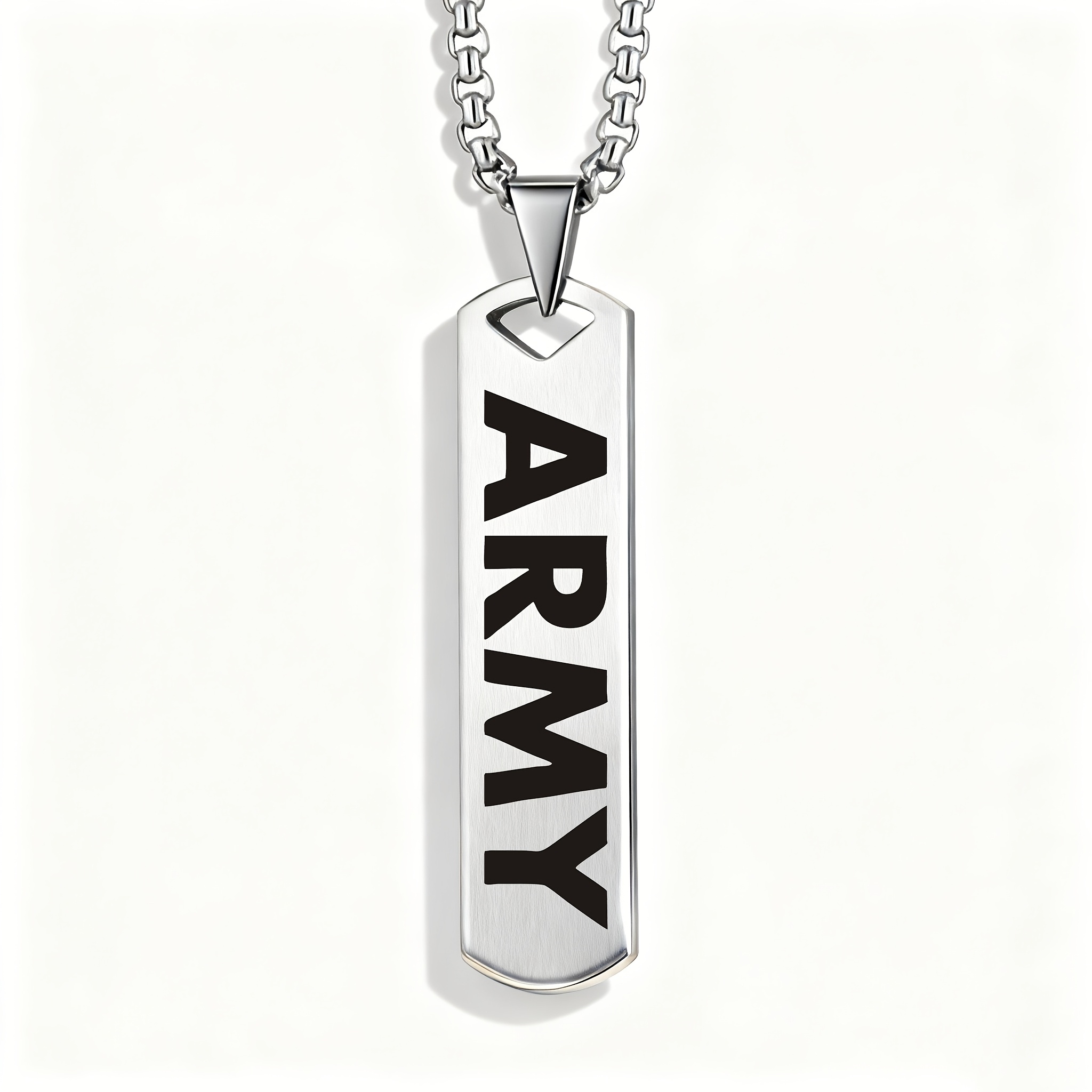 Army" Military-style Stainless Steel Pendant Necklace, Featuring A Versatile And High-end Design. A Jewelry Gift Perfect For During Holidays