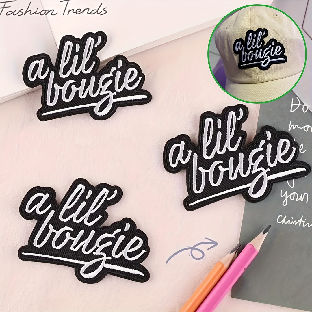 

2pcs A Lil' Bougie Embroidered Cloth Patch, Can Be Sewn Or Ironed, Diy Decorative For Hat, Backpack, Clothes And More, Sewing Decorative Supplies & Accessories