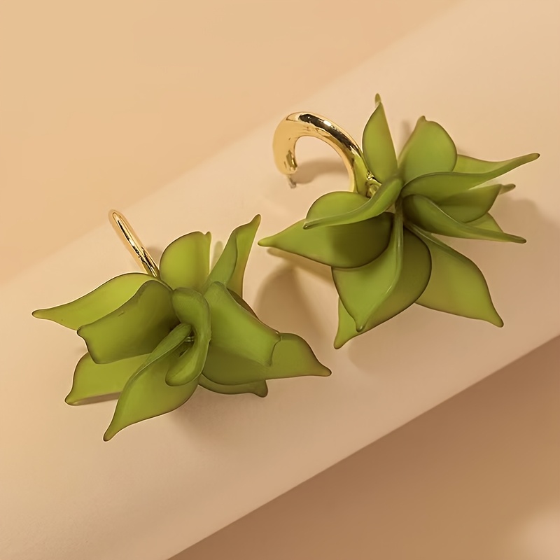 TEMU 1 Pair Of Vintage-style Acrylic Floral Pattern Earrings, Suitable For Daily Wear