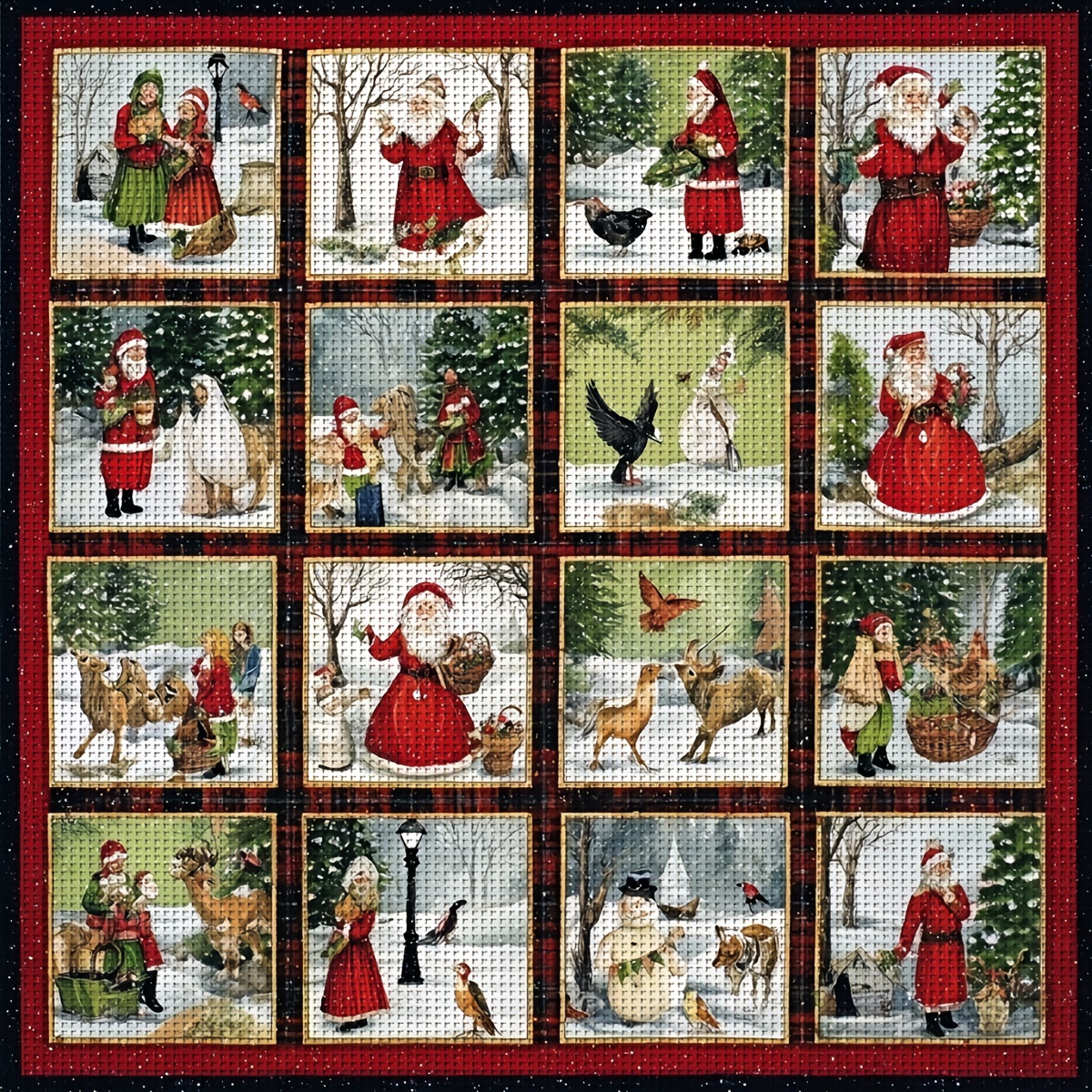 TEMU Zuoanlf, 1pc, [30x30cm/11.8x11.8inch] [40x40cm/15.7x15.7inch], 16ct, Diy Cross- Kit Without Frame, Embroidery Craft Set, Christmas Gift,