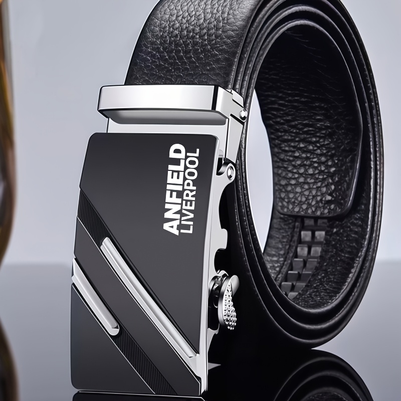 TEMU Logo Men's Business Fashion Belt, Featuring An Automatic Design For Easy Operation Without Jamming. It A And Is Versatile For Dress Pants And