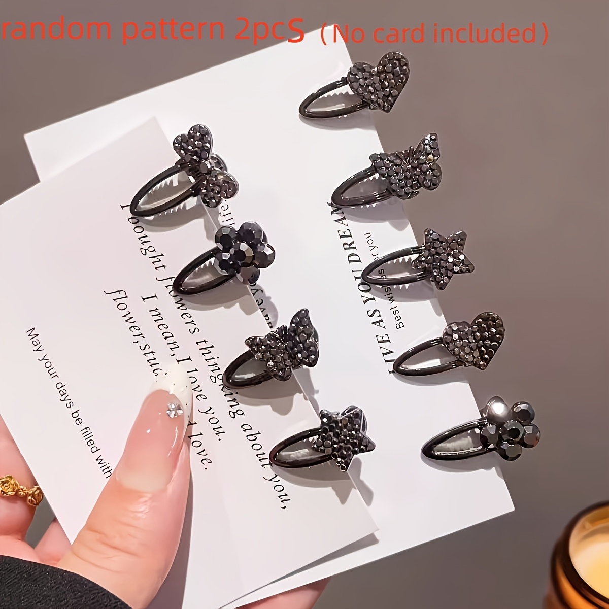 TEMU Juego de 2 pinzas para el pelo tipo con pequeño de pedrería, pinzas para el pelo de pedrería, mini pinzas de para flequillo, accesorios para el