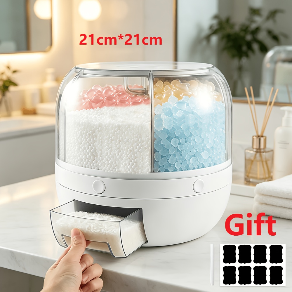 TEMU Large-capacity Food And Grain Storage Containers - 360-degree Rotation. Large-capacity Rotating Rice Dispenser, Rotating Sealed Dispenser,