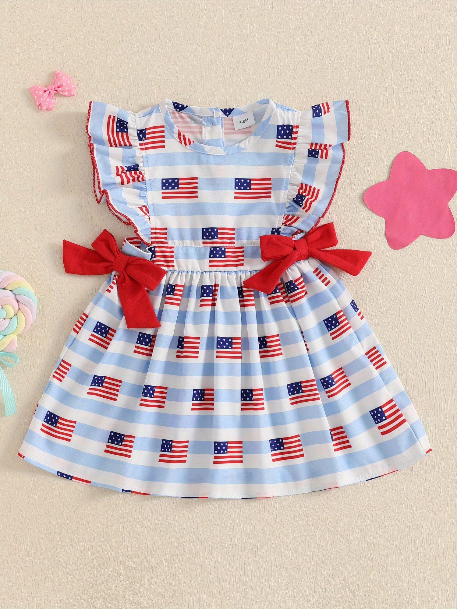 navy blue dress for baby girl Plus Size Patriotic American Flag Feather Wing Cross Print A Line Tank Dress  [50% OFF] main image 1