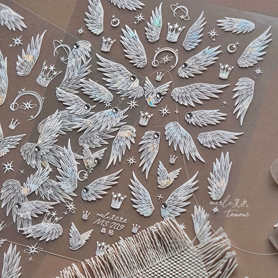 2025 Wings Nail Stickers - Self-adhesive Art Decor With, & Embellishments For Diy Manicure, Parties, Weddings, Birthdays, Nail Art Stickers