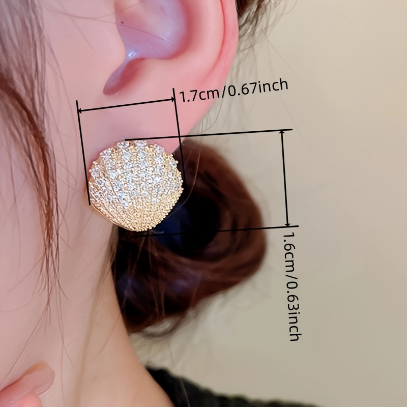 Rhinestone Pave Shell Shaped Stud Earrings for Women