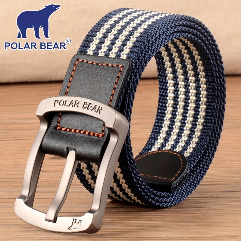 1pc Polar Bear Men's Casual Belt Durable Multi-functional Belt Outdoor Sports Gardening Belt Gift Woven Belt Polar Bear Canvas Belt Premium Fashion Casual Jeans Belt