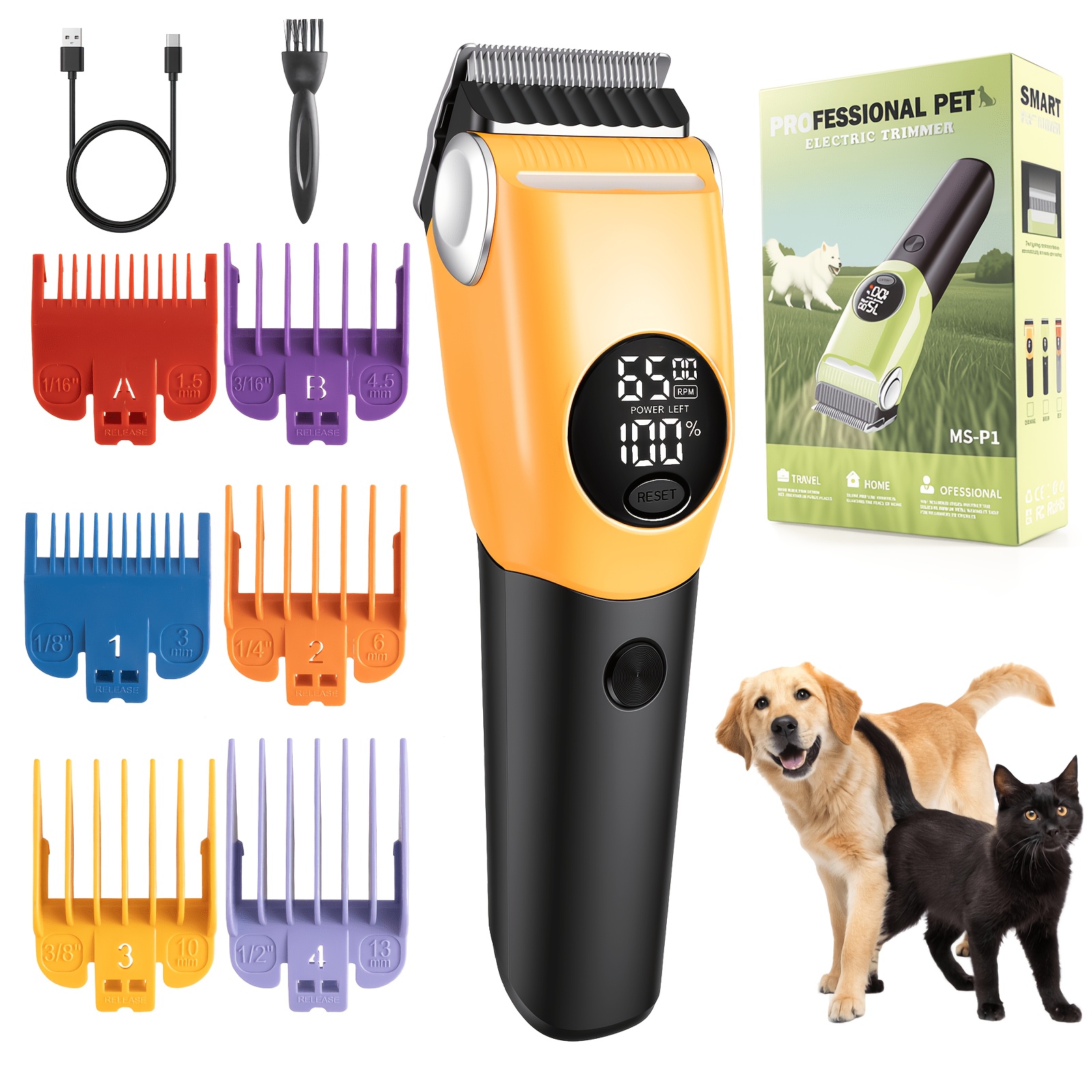 TEMU Dog Clippers For Grooming, Cordless, , Electric Quiet, Rechargeable, Pet Hair Clippers For Thick Coats, Dog Trimmer Grooming Kit, Shaver For