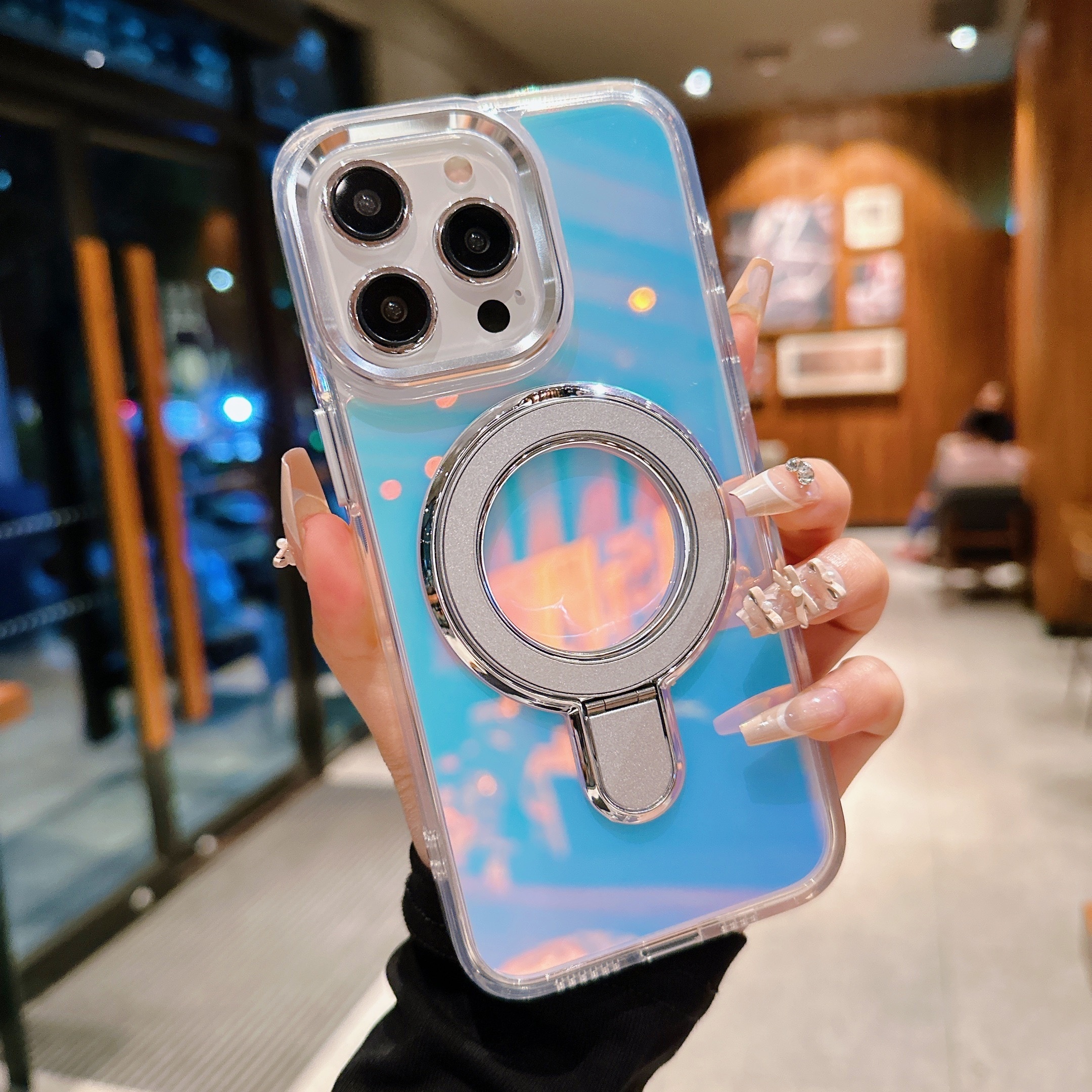 TEMU Чохол для телефону - Підходить для Apple iPhone 15Promax 16Promax 14Promax 13Promax 12Pro 11, магнітний тримач, металевий каркас, захист,