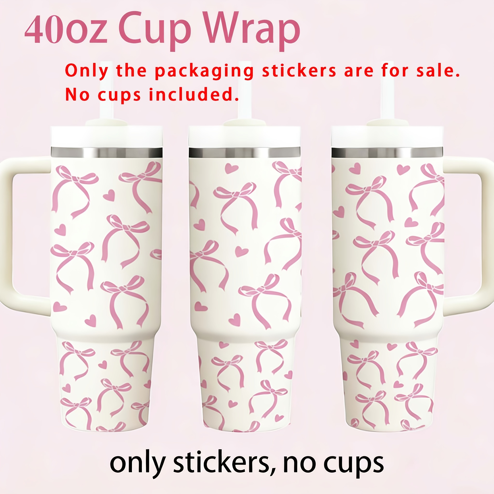 TEMU 2-pack (no Cup, ) Valentine's Day Gift New Year Gift Bowknot Design 40oz Uv Dtf Transfer Glass Cup Mug Packaging Transfer Suitable For Glass Cup