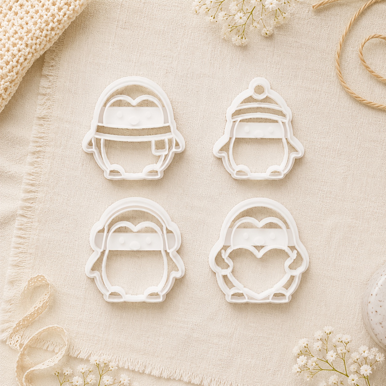 TEMU 4pcs Penguin Polymer Clay Cutters, Penguin Clay Molds, Penguin Shaped Clay Molds, Suitable For Christmas, Halloween, Daily Scene Jewelry Making