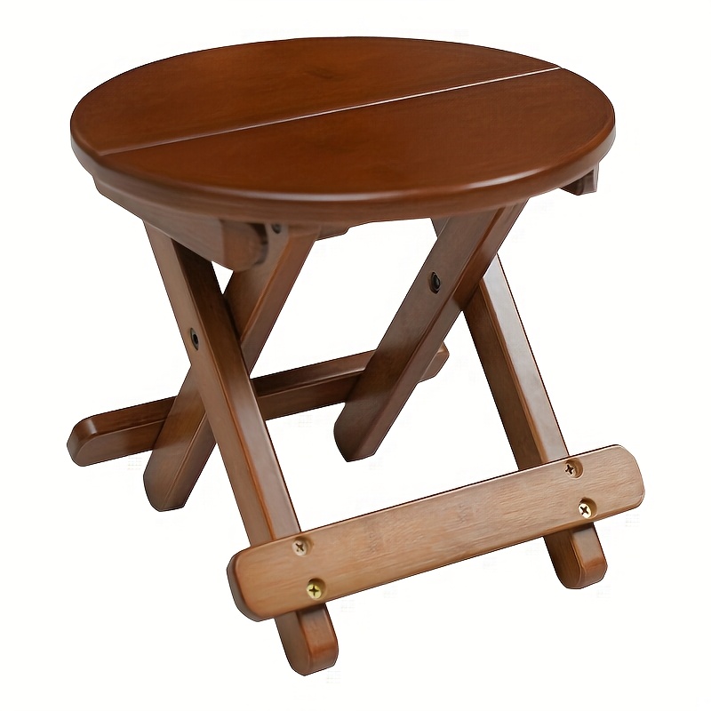 1pc portable folding small round stool travel train small stool fishing stool leisure stool bamboo stool Product details 6