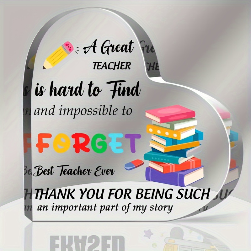 

1pc Acrylic Teacher Appreciation Paperweight - Thank You Gift For Teachers, Appreciation Week, Birthday, Best Teacher Ever Keepsake - No Electricity Required