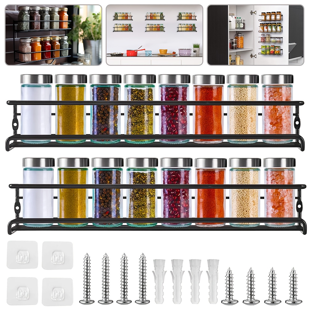 TEMU 2/4pcs Kitchen Spice Organizer, Spice Shelf, Cabinet Design, Large Spice Organizer, , High Capacity, Pull-out Spice Shelf, Must-have For Kitchen