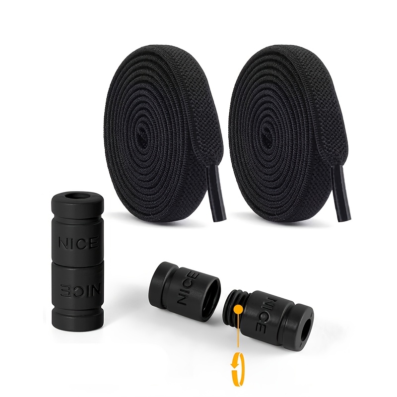 TEMU 1 Paire de Lacets Élastiques à Bouton de Mode Anti-Dérapants Nœud, Lacets Plats Plus Larges de 0,8 cm, Adaptés aux Chaussures Décontractées et