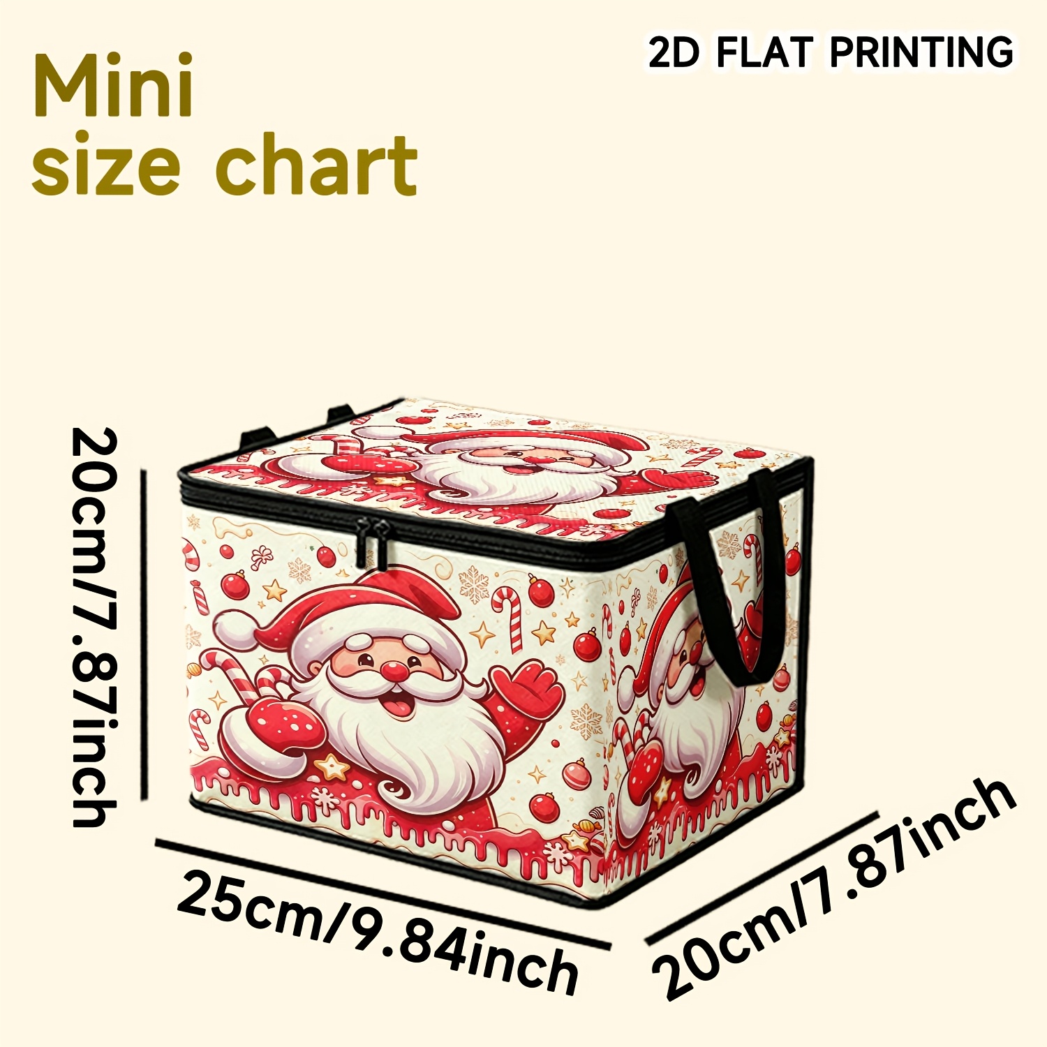 TEMU 1pc 2d Santa Claus Christmas Element Printed Storage Box, Festive Style Large Capacity Foldable Fabric Storage Box. Can Store Christmas