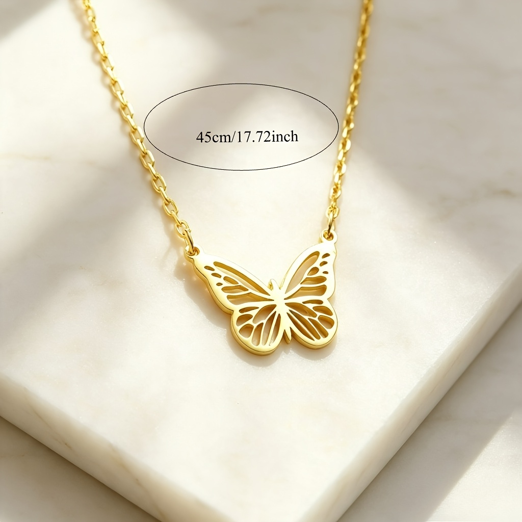 Hollow Butterfly Clavicle Chain with 18K Golden Plated Pendant