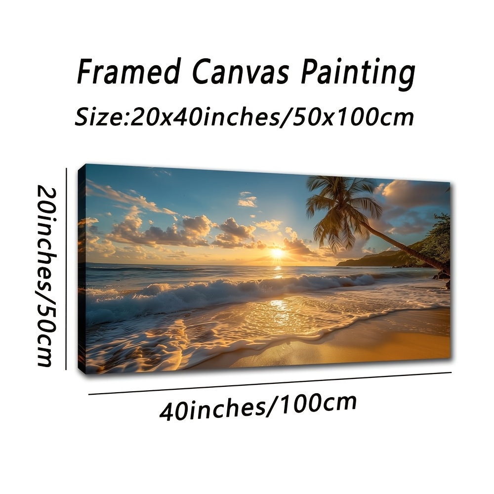 TEMU Un gran cuadro en enmarcado que mide 20x40 pulgadas o 50x100 cm, que una en la costa con , y , adecuado para jóvenes contemporáneos. Ideal para