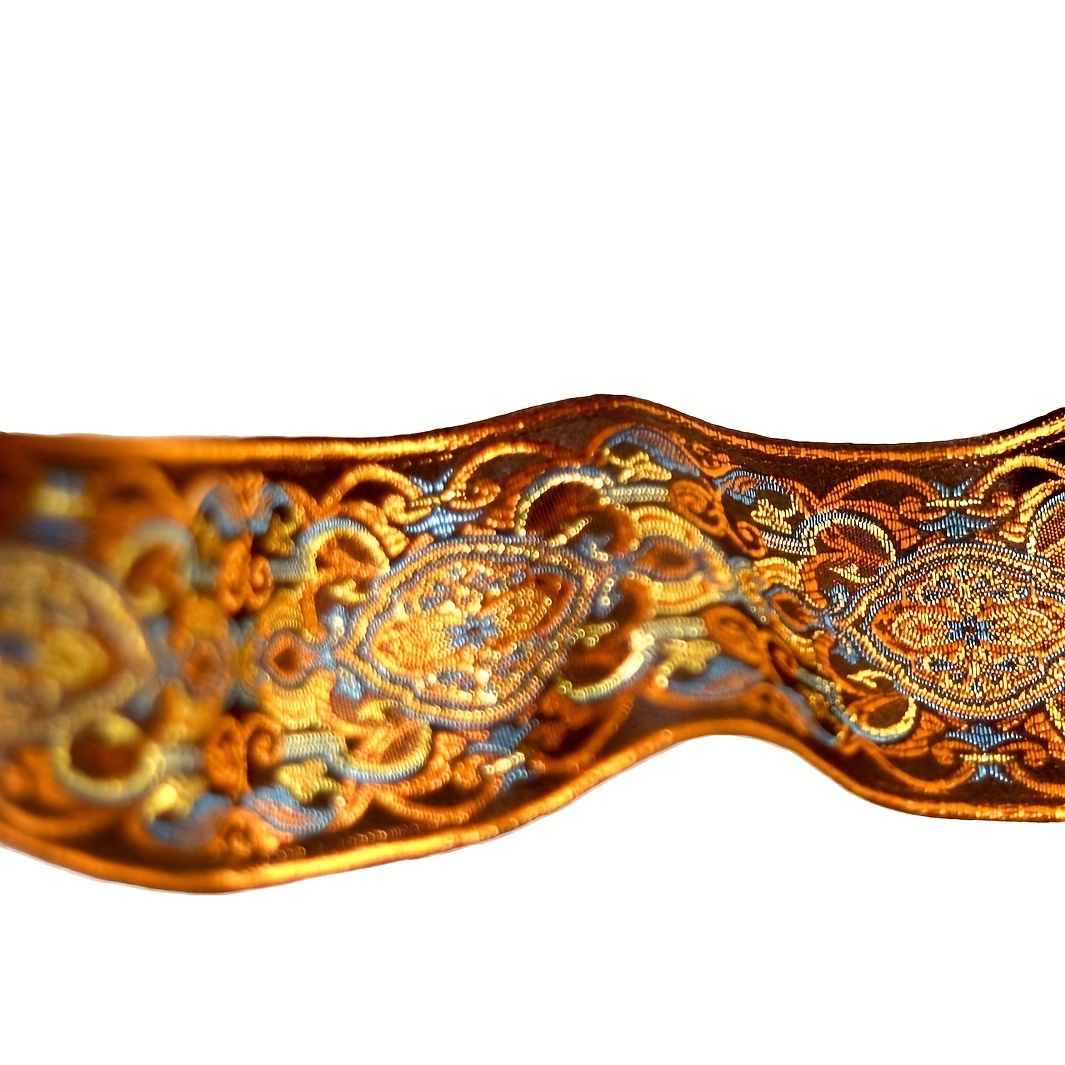 E-shop Goldener bestickter Spitzen, Vintage Ethno-Spitze, 5,8 cm breite, exquisite dekorative Spitze, handgefertigte Dekorationszubehör