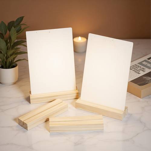 10 marcos de letrero de madera, porta tarjetas de madera, soportes para números de mesa, bases para placas de madera, marcos de números de mesa de madera, soportes para fotos para decoración de fiestas de y hogar, bases para tarjetas de presentación y postales de madera