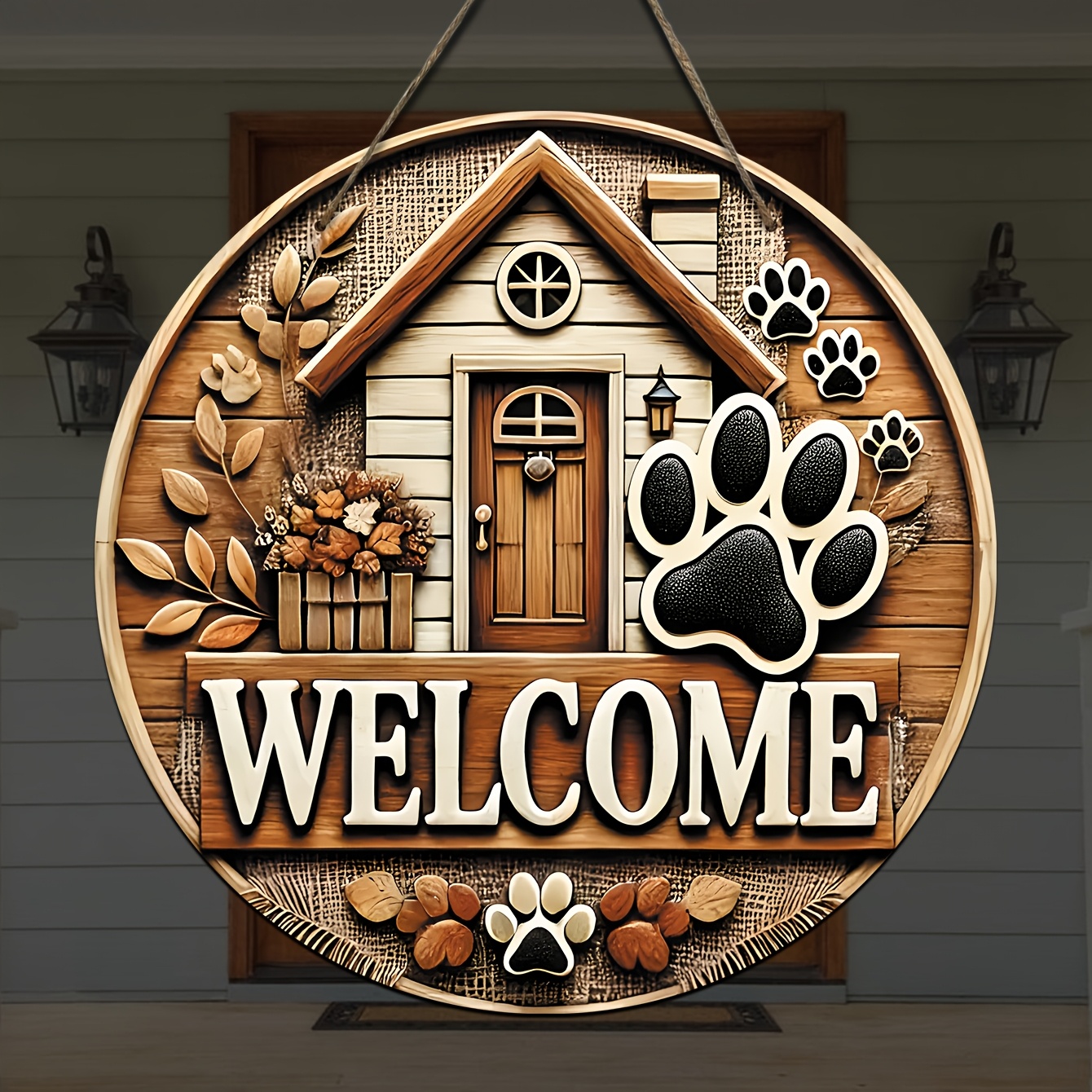 

1pc Rustic Wooden Welcome Sign With Dog House & - Multi- Wall Hanging Decor, High-quality , Ideal For Home Entrance & Indoor Display