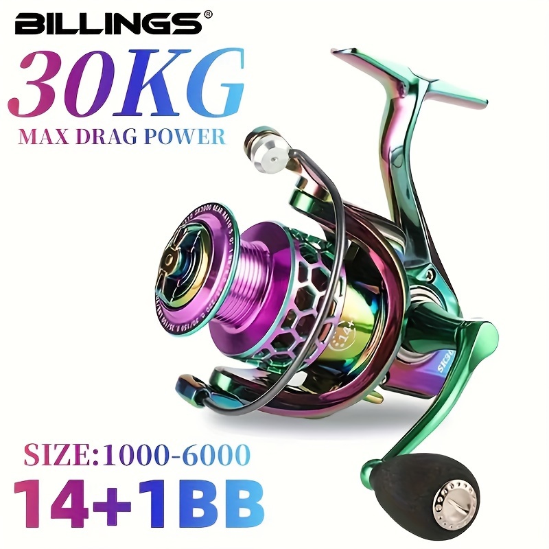 

Billings 1000-6000 Series, 5.0:1/4.7:1 Gear Ratio, 66lb Max Drag, Cnc Metal Rocker, Spinning Fishing Reel, For Freshwater Saltwater