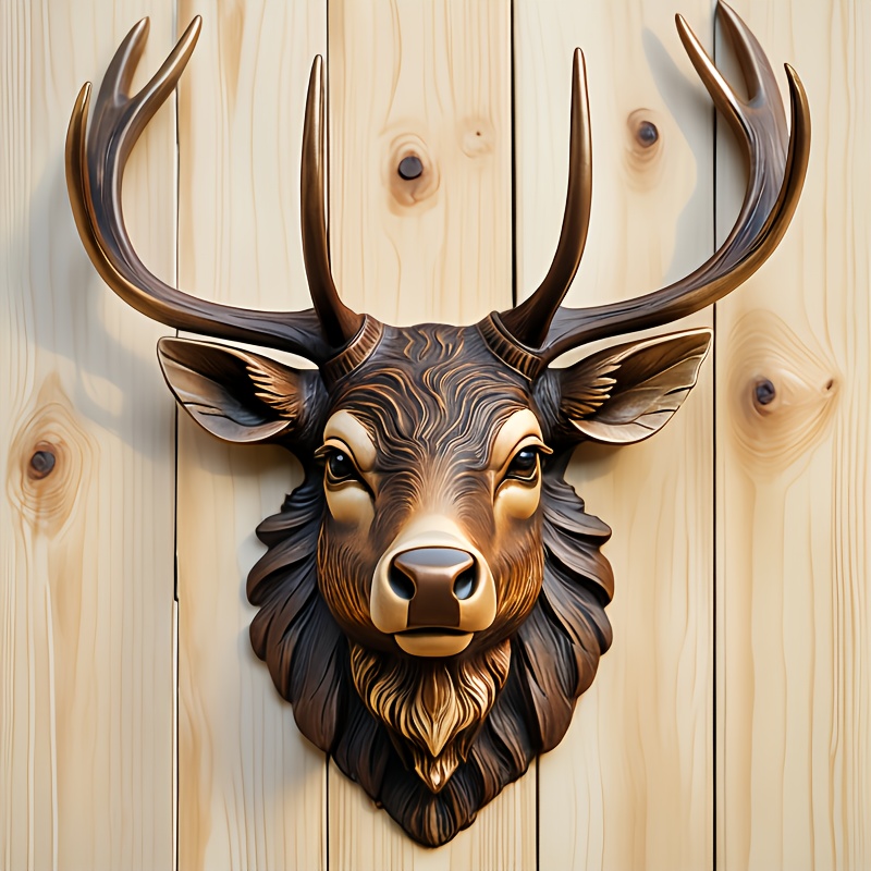 

1pc Décoration murale rustique en bois tête d', art 2D 11,8 pouces, ornement suspendu animal vintage pour et , aucune électricité , idéal pour et d'anniversaire