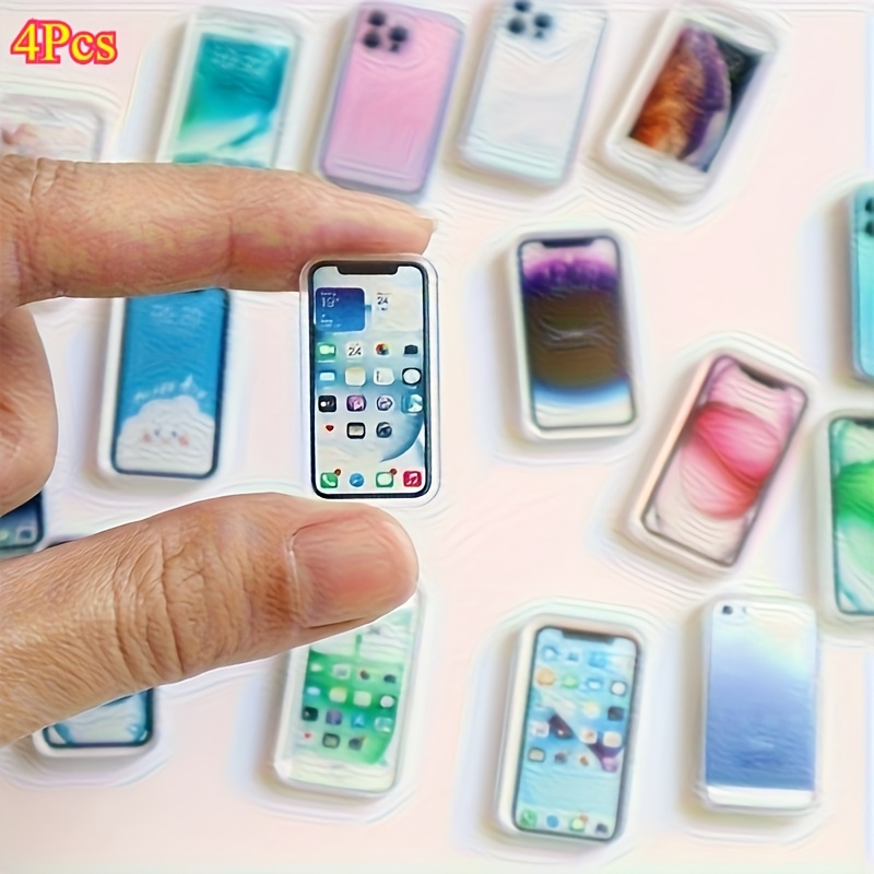 1:12 Scale Realistic Mini Phone Models - Double-sided Printed Themes (, Floral, Abstract) - Durable Pvc Miniature Props For Dollhouse Decor, Collectible Gift For Adults & Teens 18+